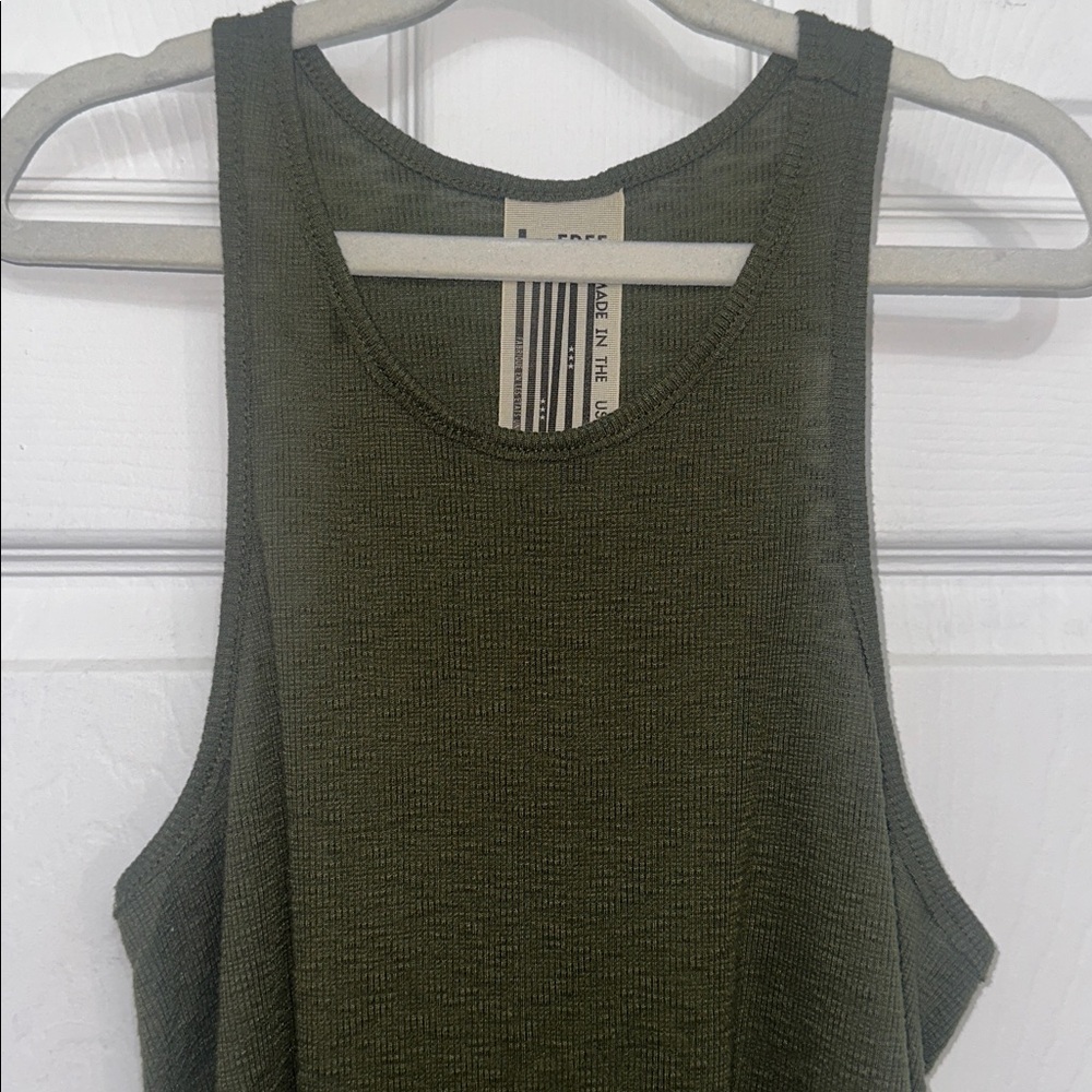 Free people Dark Green ribbed sleeveless Tank Top size small